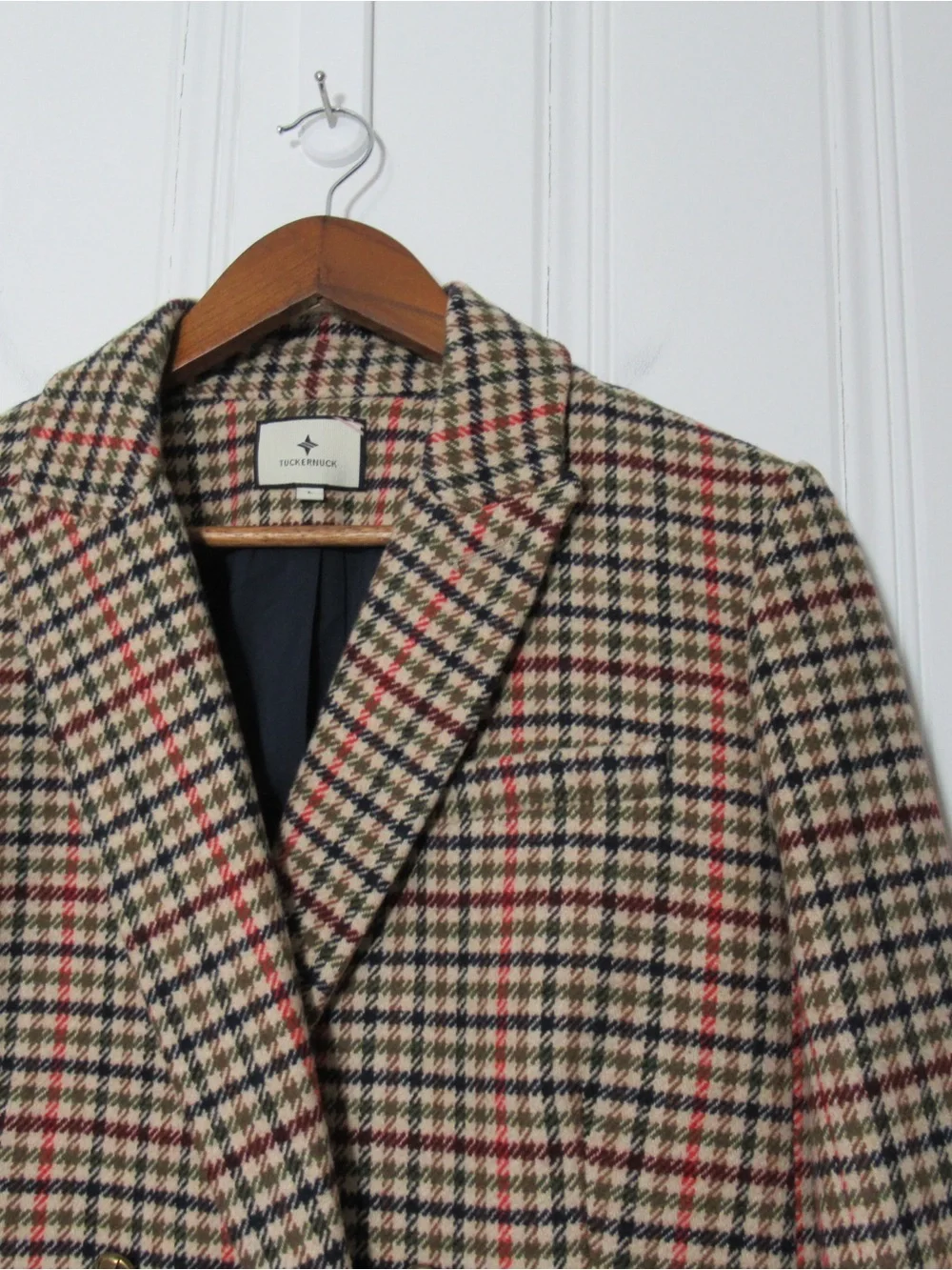 Tuckernuck Diana Wool Blend Blazer in Autumn Check Size Large